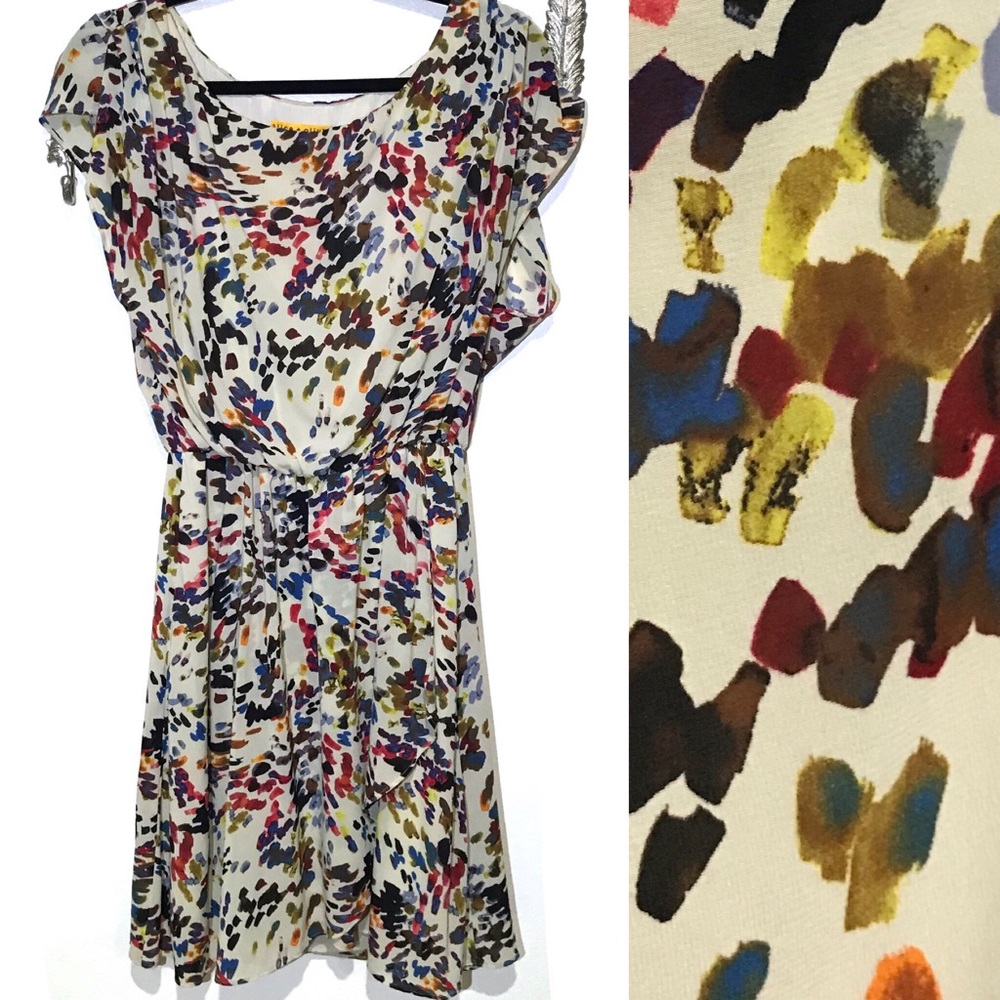 Alice + Olivia Silk Blend Painter's Pallet Dress Womens Size Small Artsy Teacher